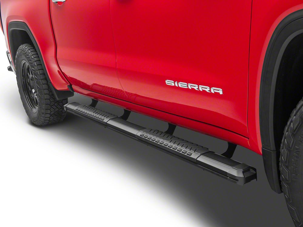 Barricade Saber 5-Inch Aluminum Side Step Bars; Black Cover Plates (19-25 Sierra 1500 Crew Cab)