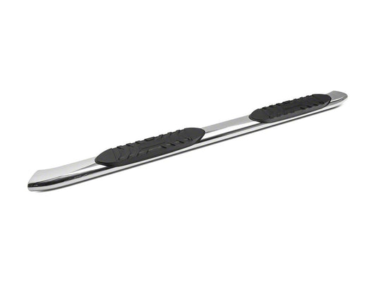 Barricade 5-Inch Oval Bent End Side Step Bars; Stainless Steel (19-25 Sierra 1500 Double Cab)