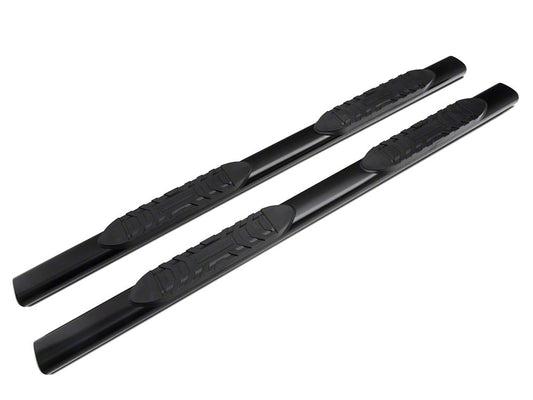 Barricade 5-Inch Oval Straight End Side Step Bars; Black (19-25 Sierra 1500 Double Cab)