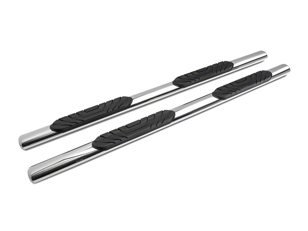 Barricade 4-Inch Oval Straight End Side Step Bars; Stainless Steel (19-25 Sierra 1500 Double Cab)