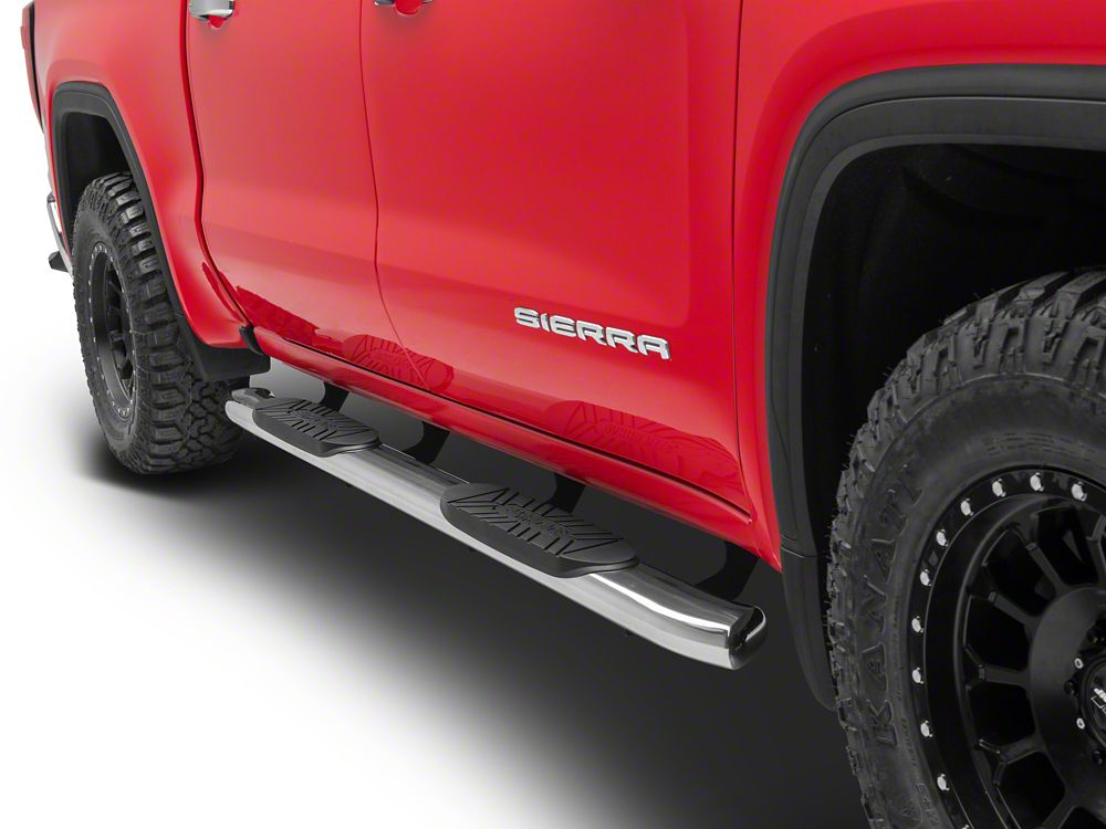 Barricade E-Series 5-Inch Oval Bent End Side Step Bars; Stainless Steel (19-25 Sierra 1500 Crew Cab)