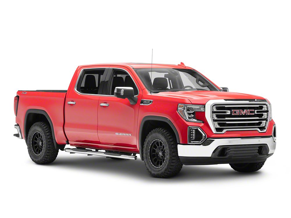 Barricade E-Series 5-Inch Oval Bent End Side Step Bars; Stainless Steel (19-25 Sierra 1500 Crew Cab)