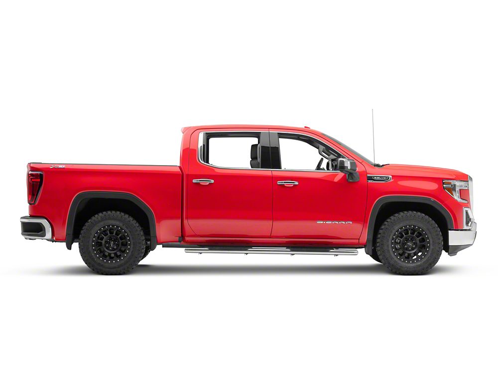 Barricade E-Series 5-Inch Oval Bent End Side Step Bars; Stainless Steel (19-25 Sierra 1500 Crew Cab)