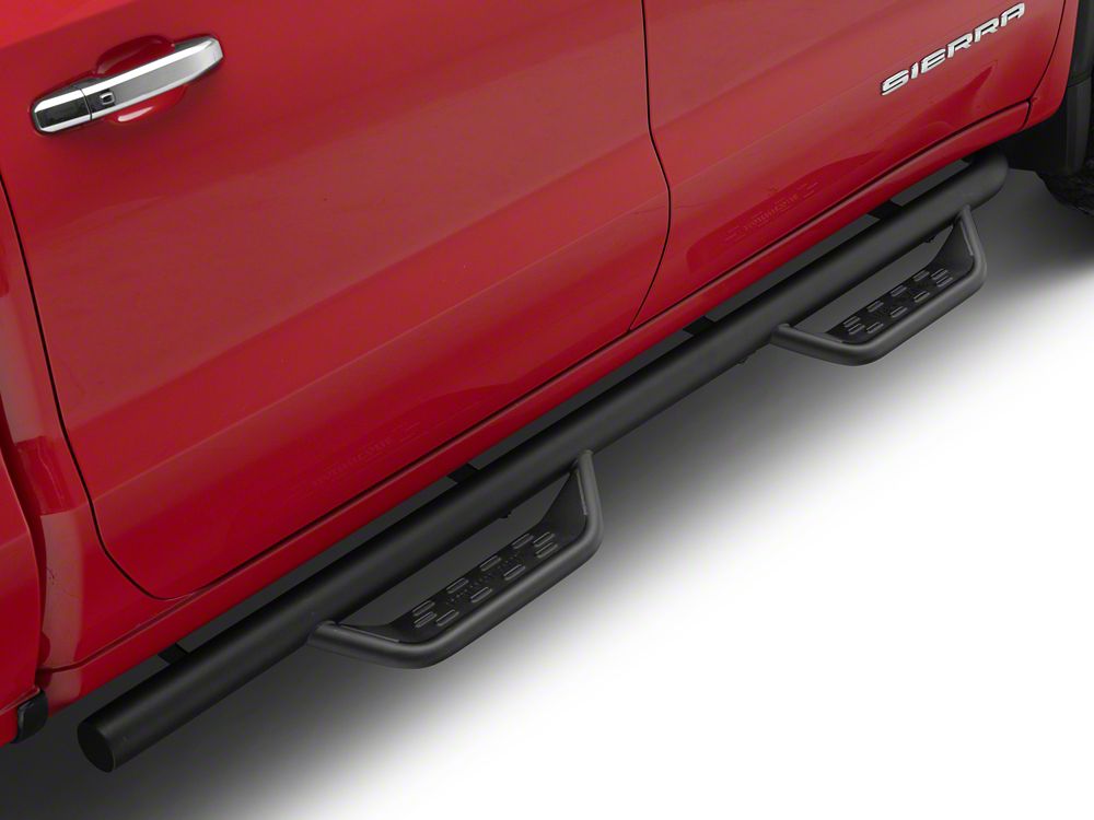 Barricade Tubular Drop Steps; Fine Textured Black Finish (19-25 Sierra 1500 Crew Cab)