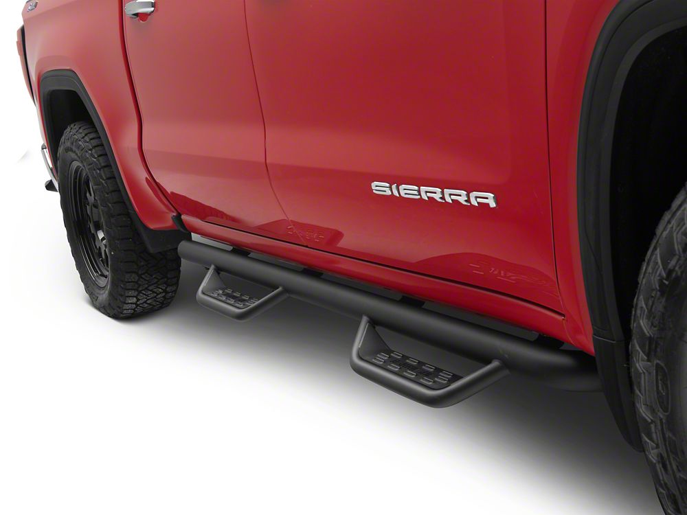 Barricade Tubular Drop Steps; Fine Textured Black Finish (19-25 Sierra 1500 Crew Cab)