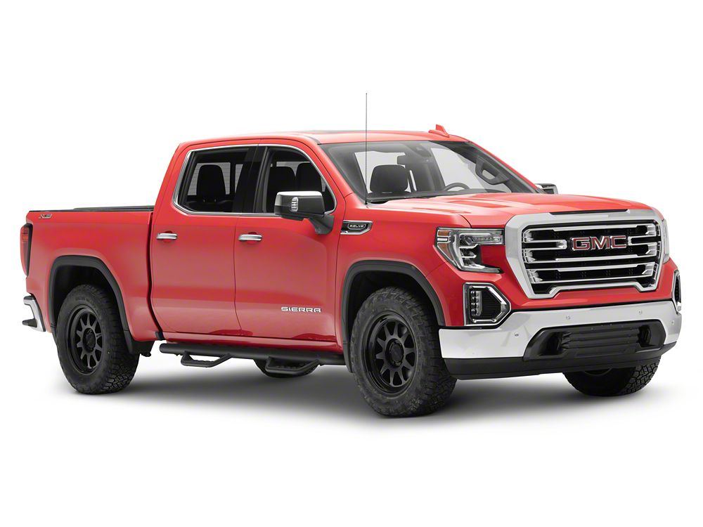 Barricade Tubular Drop Steps; Fine Textured Black Finish (19-25 Sierra 1500 Crew Cab)