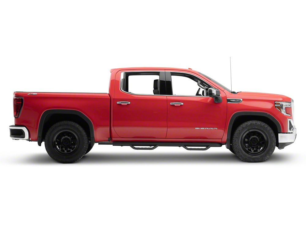 Barricade Tubular Drop Steps; Fine Textured Black Finish (19-25 Sierra 1500 Crew Cab)