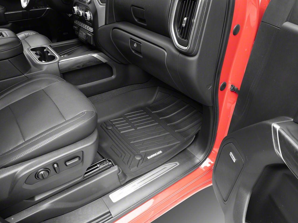 Barricade Custom Fit All-Weather Front and Rear Floor Liners; Black (19-25 Sierra 1500 Crew Cab)