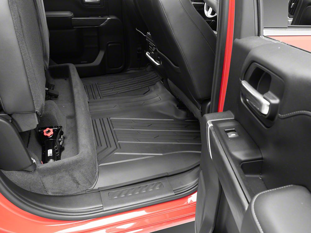 Barricade Custom Fit All-Weather Front and Rear Floor Liners; Black (19-25 Sierra 1500 Crew Cab)