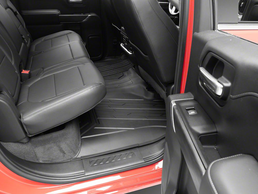 Barricade Custom Fit All-Weather Front and Rear Floor Liners; Black (19-25 Sierra 1500 Crew Cab)