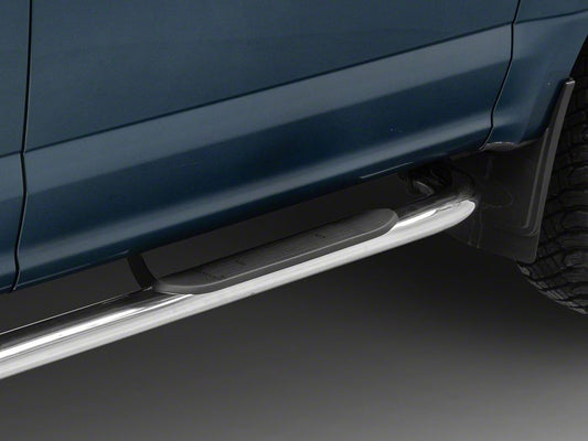 Barricade 4-Inch Oval 90 Degree Bent End Side Step Bars; Stainless Steel (17-25 F-250 Super Duty SuperCrew)