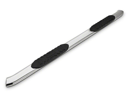 Barricade 5-Inch Oval 60 Degree Bent End Side Step Bars; Stainless Steel (17-25 F-250 Super Duty SuperCab)