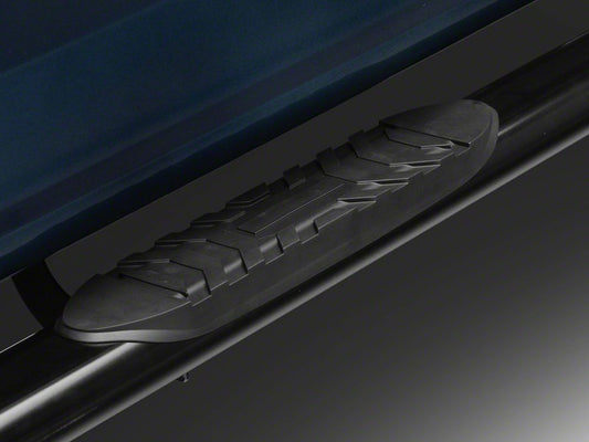 Barricade 5-Inch Oval Straight End Side Step Bars; Black (17-25 F-250 Super Duty SuperCrew)