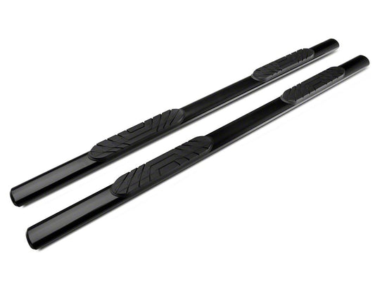 Barricade 4-Inch Oval Straight End Side Step Bars; Black (07-14 Sierra 3500 HD Crew Cab)