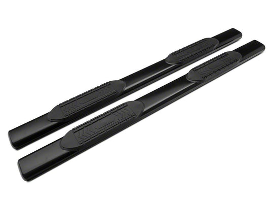 Barricade 6-Inch Oval Straight End Side Step Bars; Rocker Mount; Black (07-19 Sierra 3500 HD Crew Cab)