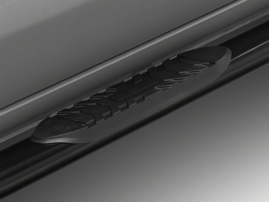 Barricade 5-Inch Oval Bent End Side Step Bars; Black (20-25 Sierra 3500 HD Crew Cab)