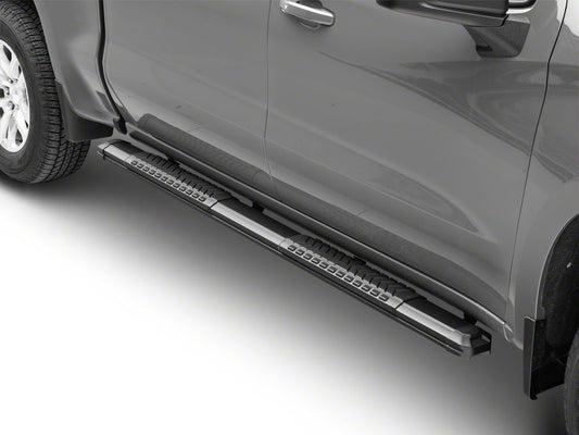 Barricade Saber 5-Inch Aluminum Side Step Bars; Black Cover Plates (20-25 Sierra 3500 HD Crew Cab)