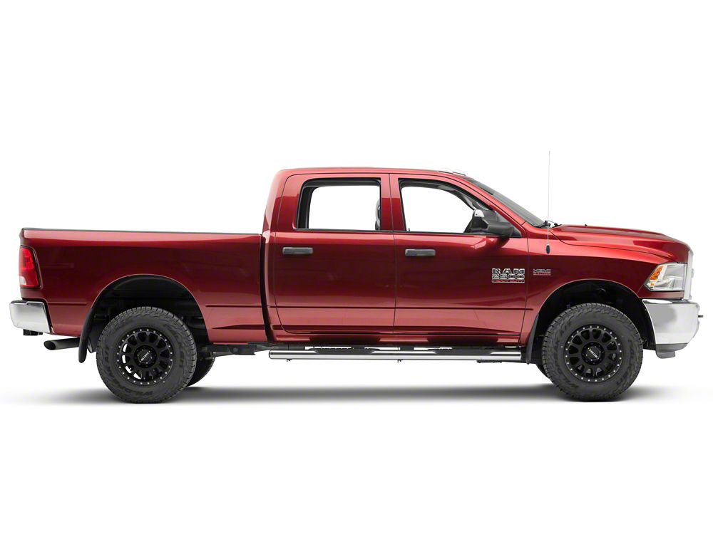 Barricade 6-Inch Oval Straight End Side Step Bars; Stainless Steel (10-24 RAM 3500 Crew Cab)