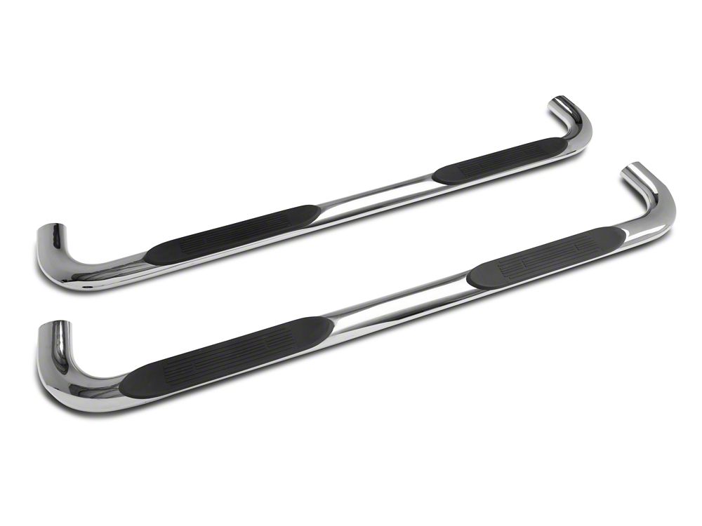 Barricade 4-Inch Oval Bent End Side Step Bars; Stainless Steel (20-25 Silverado 3500 HD Crew Cab)