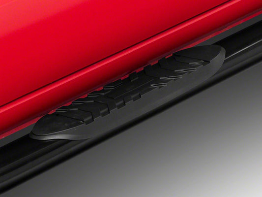 Barricade 5-Inch Oval Bent End Side Step Bars; Black (20-25 Silverado 3500 HD Crew Cab)