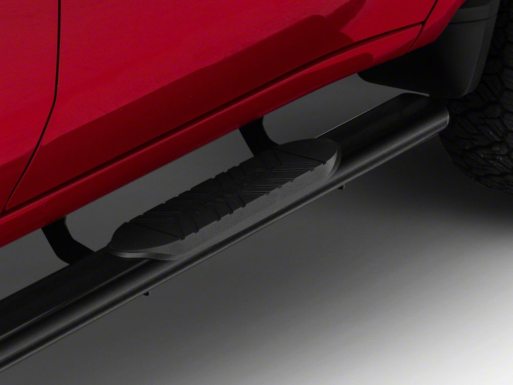Barricade E-Series 5-Inch Oval Straight Side Step Bars; Black (20-25 Silverado 3500 HD Crew Cab)