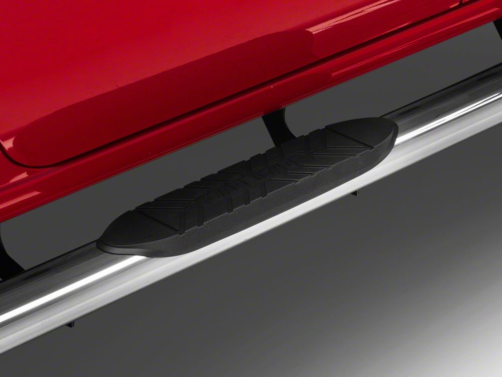 Barricade E-Series 5-Inch Oval Straight Side Step Bars; Stainless Steel (20-25 Silverado 3500 HD Crew Cab)