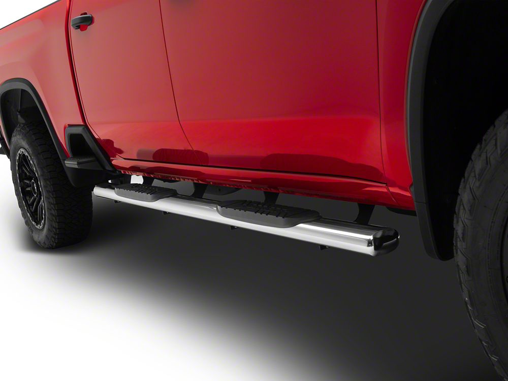 Barricade E-Series 5-Inch Oval Straight Side Step Bars; Stainless Steel (20-25 Silverado 3500 HD Crew Cab)