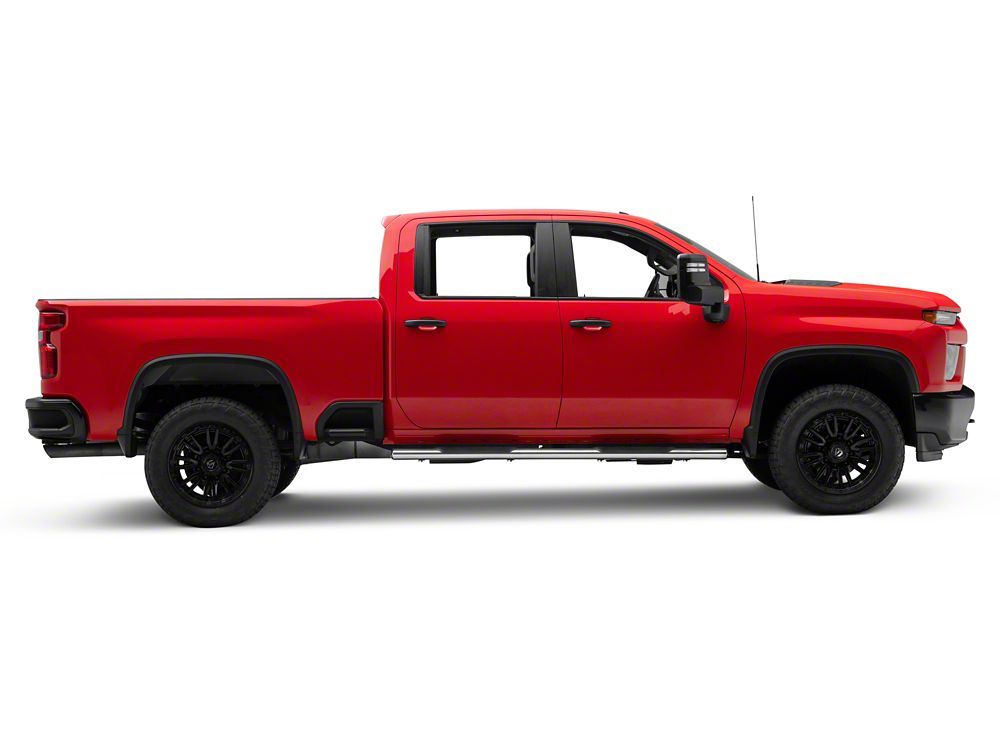 Barricade E-Series Oval Straight Side Step Bars; Stainless Steel (20-25 Silverado 3500 HD Crew Cab)