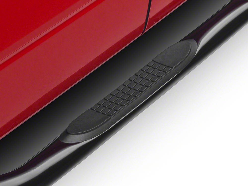 Barricade 3-Inch Round Curved Side Step Bars; Gloss Black (04-08 F-150)