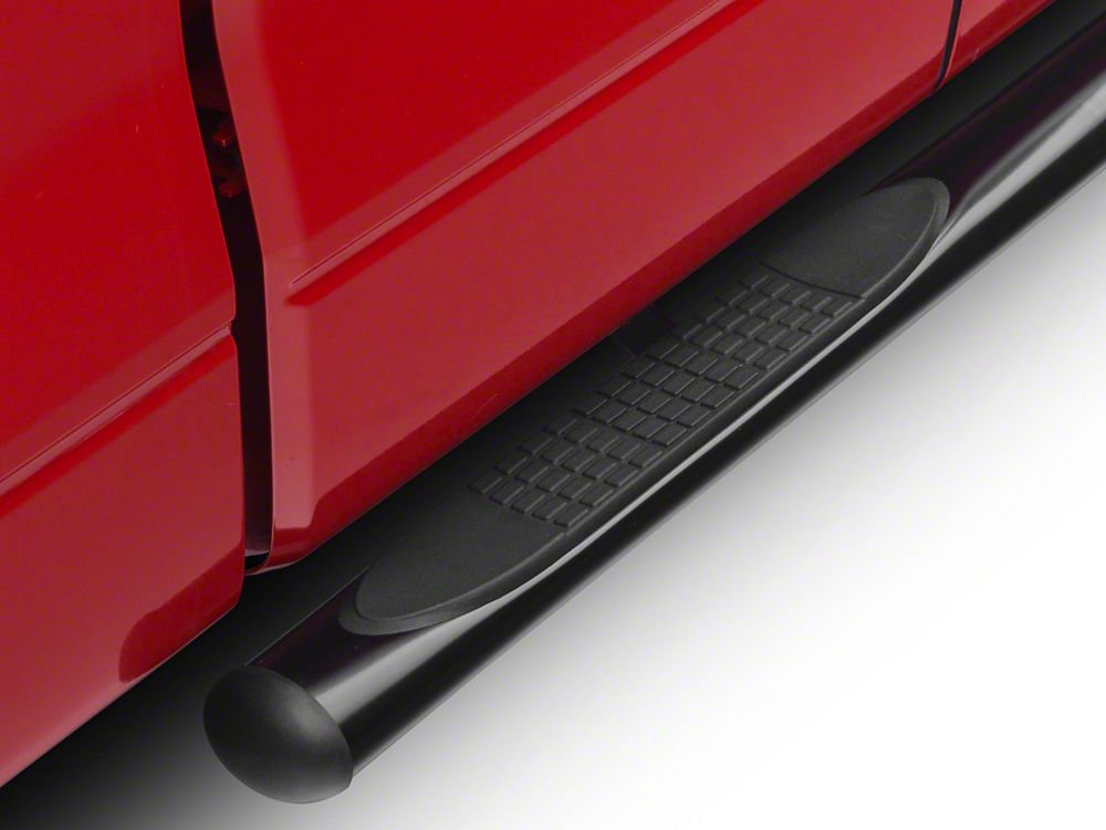 Barricade 4-Inch Oval Straight End Side Step Bars; Gloss Black (04-08 F-150)