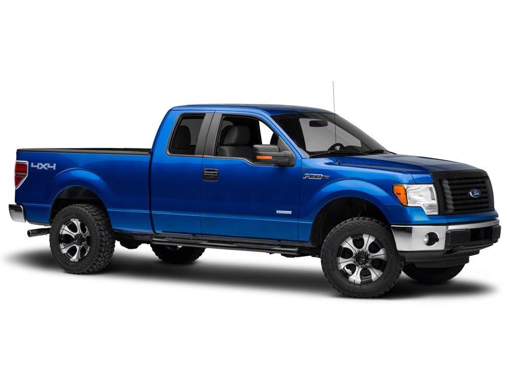 Barricade 4-Inch Oval Straight End Side Step Bars; Gloss Black (09-14 F-150)