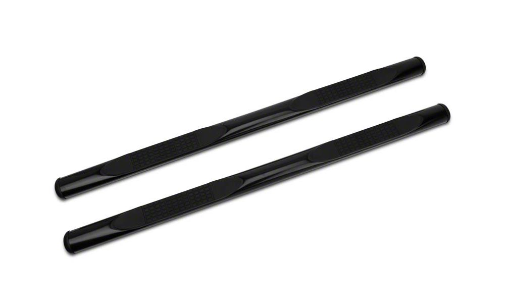 Barricade 4-Inch Oval Straight End Side Step Bars; Gloss Black (09-14 F-150)