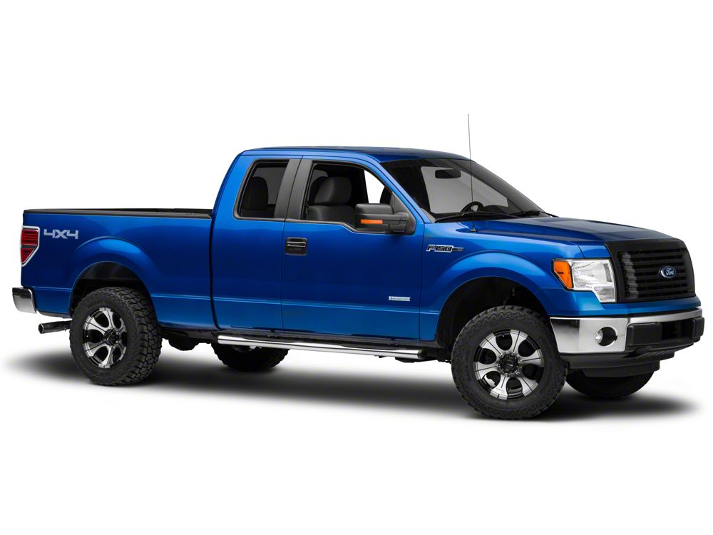 Barricade 4-Inch Oval Straight End Side Step Bars; Stainless Steel (09-14 F-150)