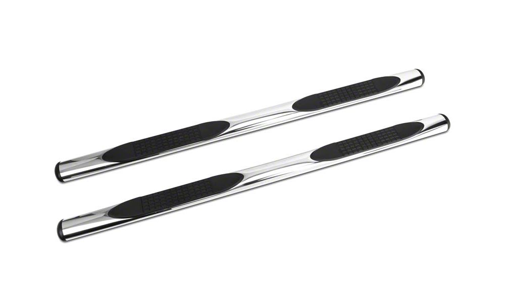 Barricade 4-Inch Oval Straight End Side Step Bars; Stainless Steel (09-14 F-150)