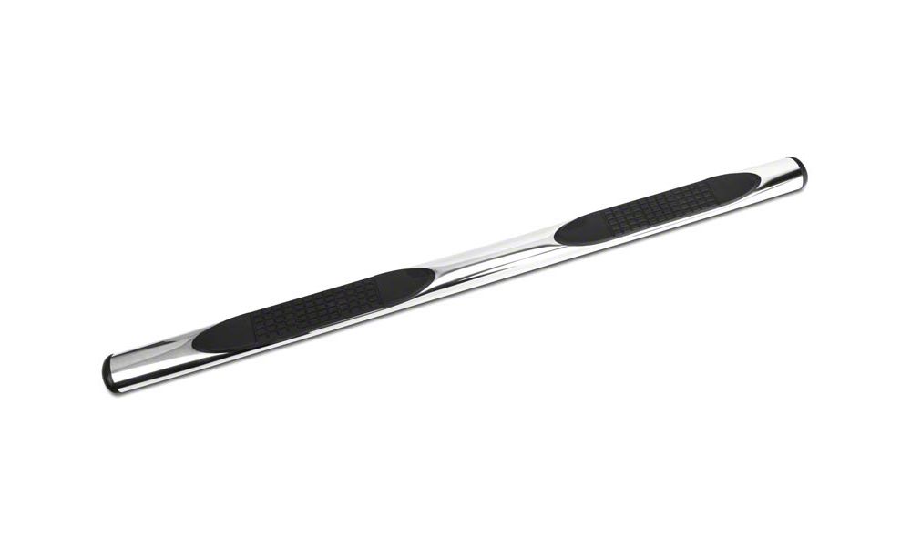Barricade 4-Inch Oval Straight End Side Step Bars; Stainless Steel (09-14 F-150)