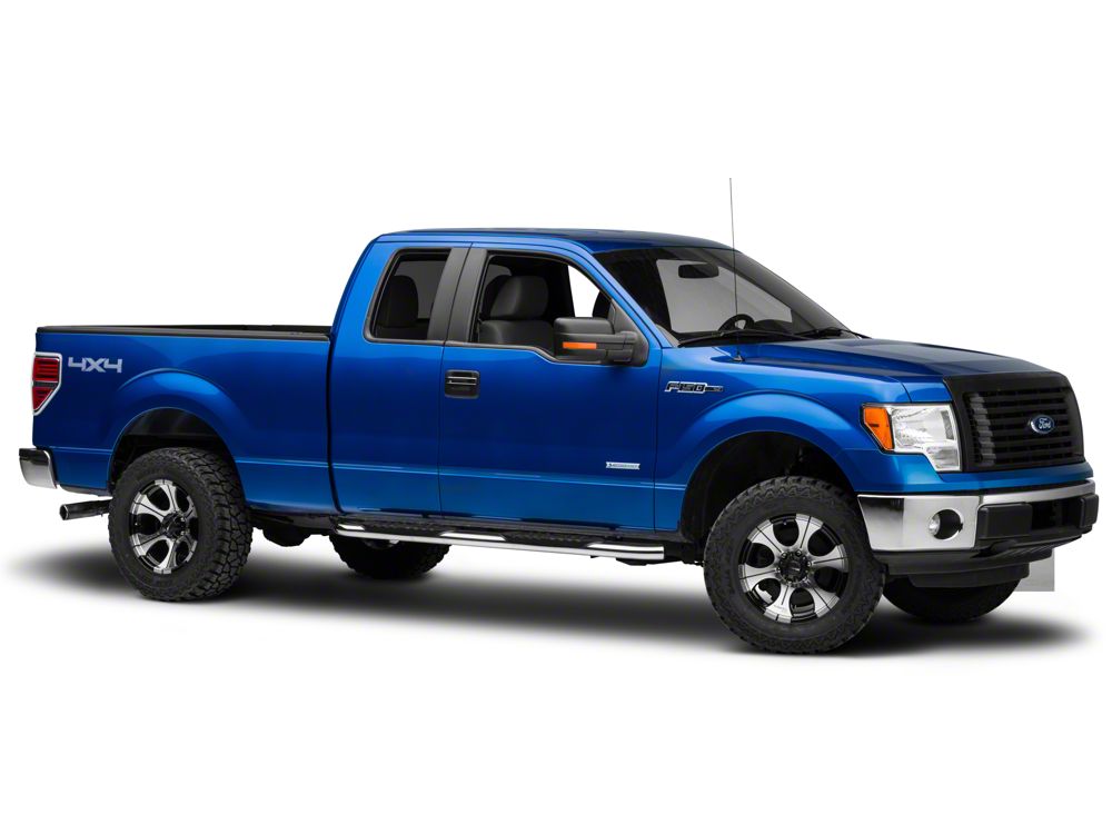 Barricade 5-Inch Oval Bent End Side Step Bars; Stainless Steel (09-14 F-150 SuperCab, SuperCrew)