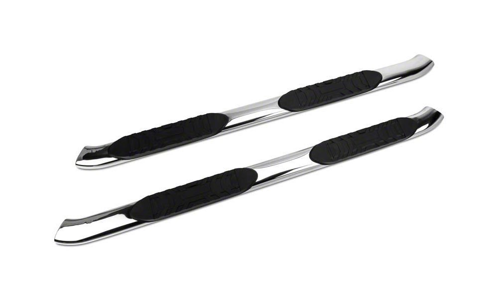 Barricade 5-Inch Oval Bent End Side Step Bars; Stainless Steel (09-14 F-150 SuperCab, SuperCrew)