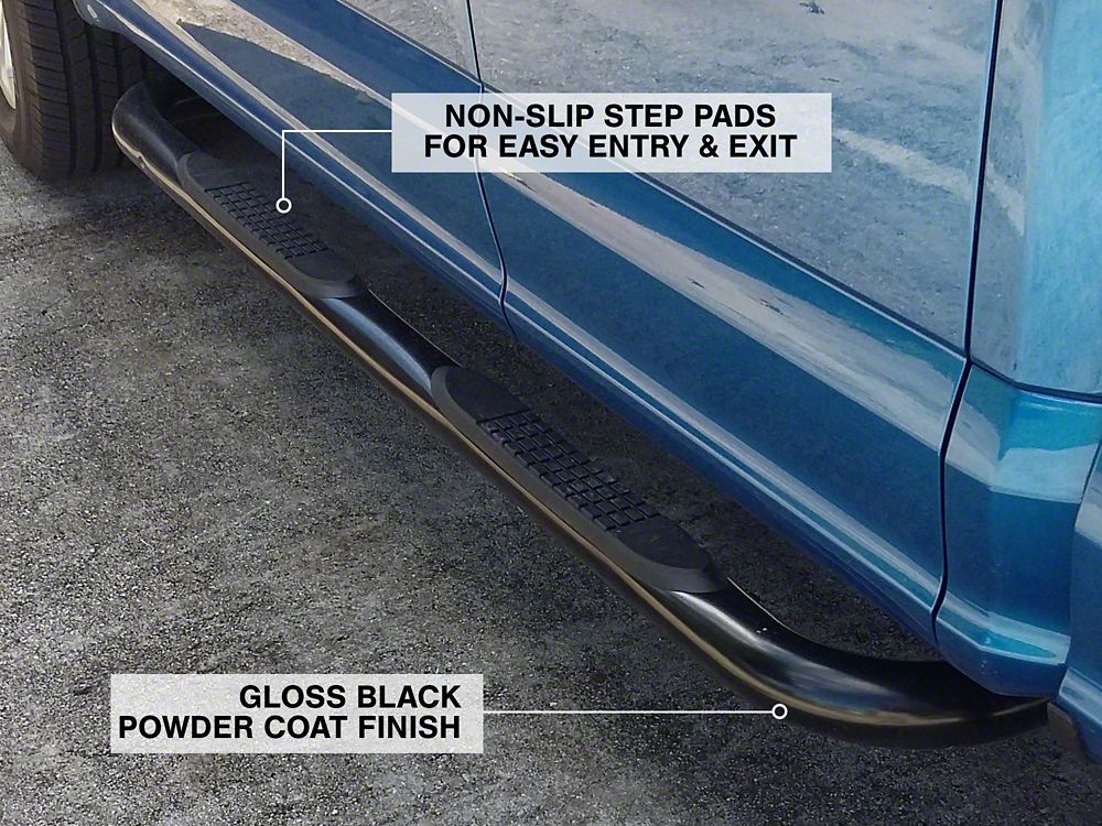 Barricade 3-Inch 90 Degree Bent End Side Step Bars; Black (15-25 F-150)
