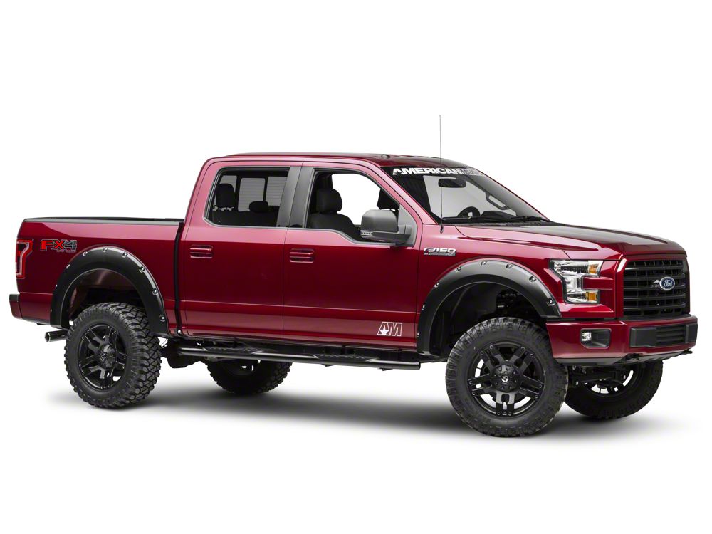 Barricade 5-Inch Oval Straight End Side Step Bars; Black (15-25 F-150)