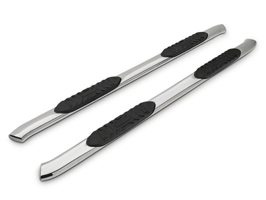 Barricade 5-Inch Oval 60 Degree Bent End Side Step Bars; Stainless Steel (15-25 F-150)