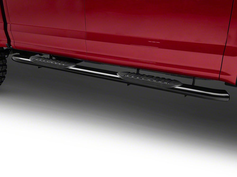 Barricade 5-Inch Oval 60 Degree Bent End Side Step Bars; Black (15-25 F-150)