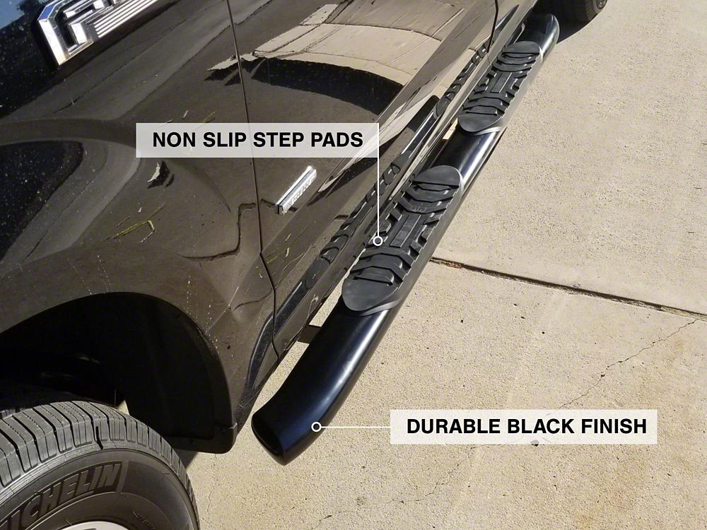 Barricade 5-Inch Oval 60 Degree Bent End Side Step Bars; Black (15-25 F-150)