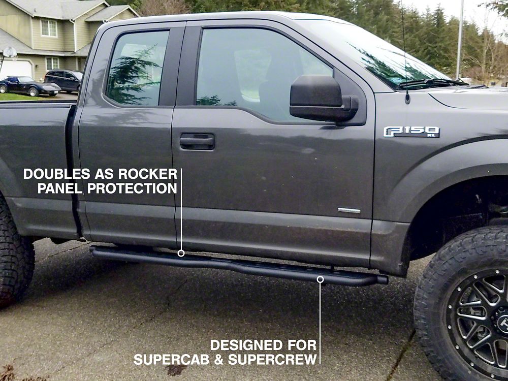 Barricade HD Rocker Steps; Textured Black (15-25 F-150 SuperCab, SuperCrew)