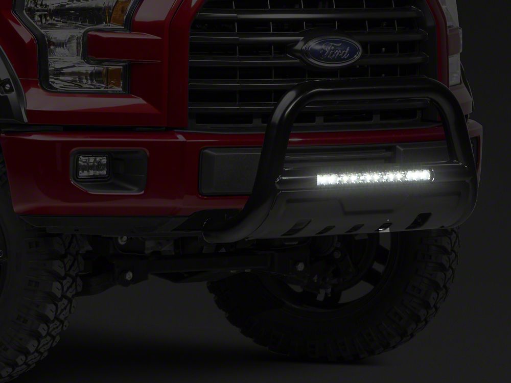 Barricade 3-Inch Bull Bar with Skid Plate and 20-Inch Single Row LED Light Bar; Black (04-25 F-150, Excluding Raptor)