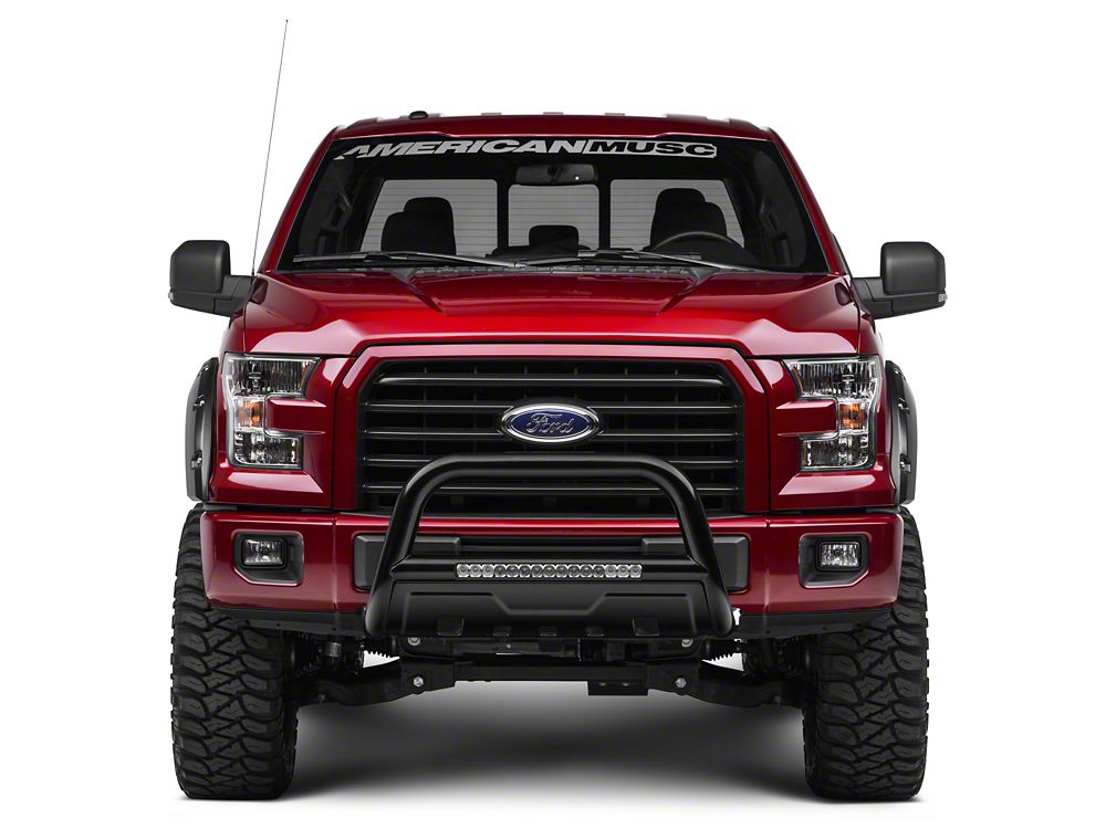 Barricade 3-Inch Bull Bar with Skid Plate and 20-Inch Single Row LED Light Bar; Black (04-25 F-150, Excluding Raptor)