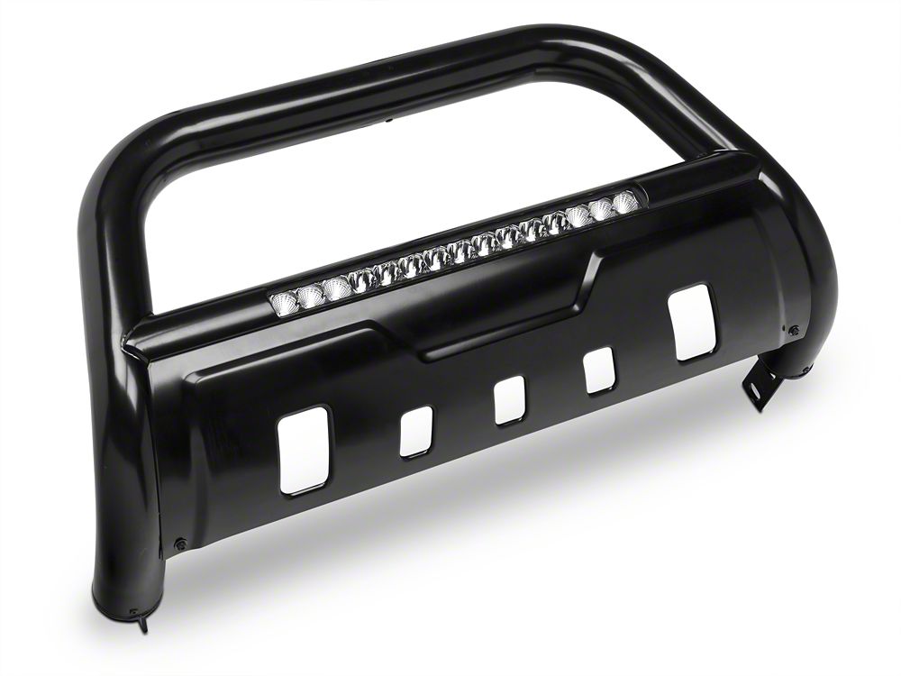 Barricade 3-Inch Bull Bar with Skid Plate and 20-Inch Single Row LED Light Bar; Black (04-25 F-150, Excluding Raptor)