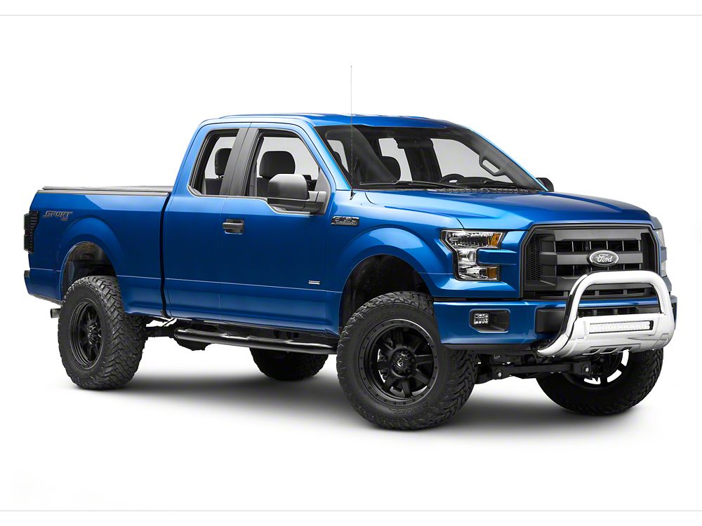Barricade HD Bull Bar with Skid Plate and 20-Inch LED Dual-Row LED Light Bar; Polished SS (04-25 F-150, Excluding Raptor)