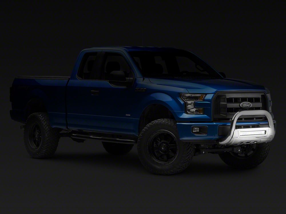 Barricade HD Bull Bar with Skid Plate and 20-Inch LED Dual-Row LED Light Bar; Polished SS (04-25 F-150, Excluding Raptor)