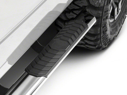 Barricade 4-Inch Flat Oval Running Boards; Stainless Steel (04-14 F-150 SuperCab)