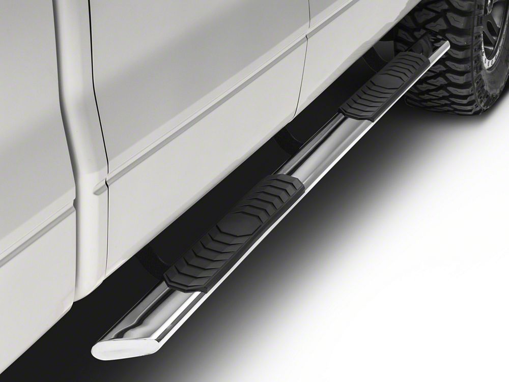 Barricade 4-Inch Flat Oval Running Boards; Stainless Steel (04-14 F-150 SuperCrew)